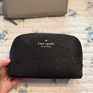 Kate Spade Black Glitter Cosmetic Bag